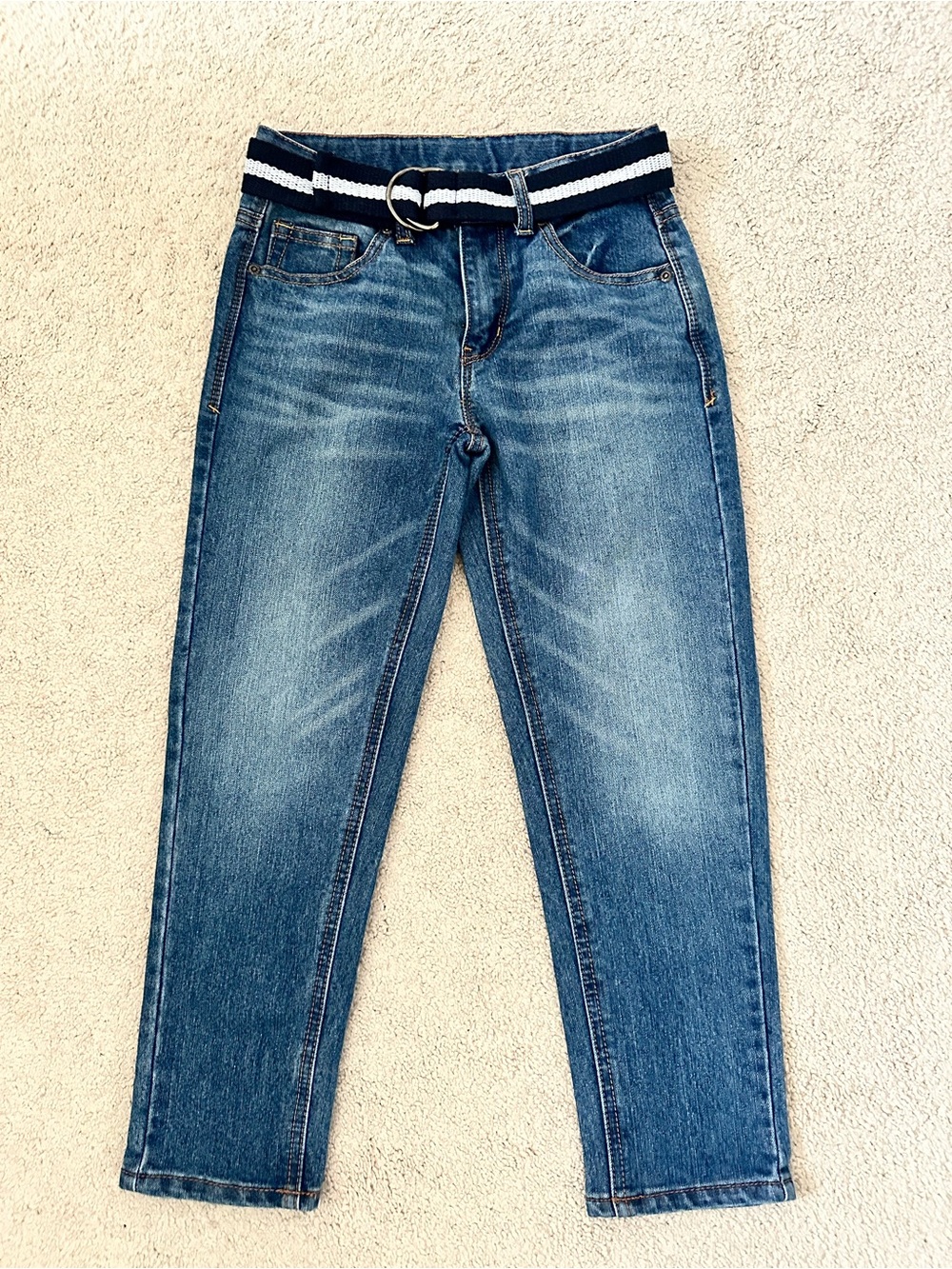 Boys Faded Glory Blue Jeans w/ Adjustable and Belt Waist Size 8